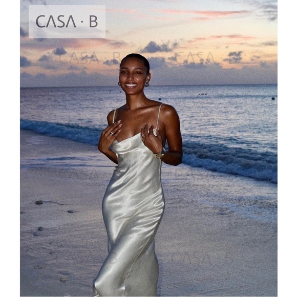 NEW to CASA B💫| Adrienne Satin White Backless Long Slip Dress🤍 - Picture 1 of 7